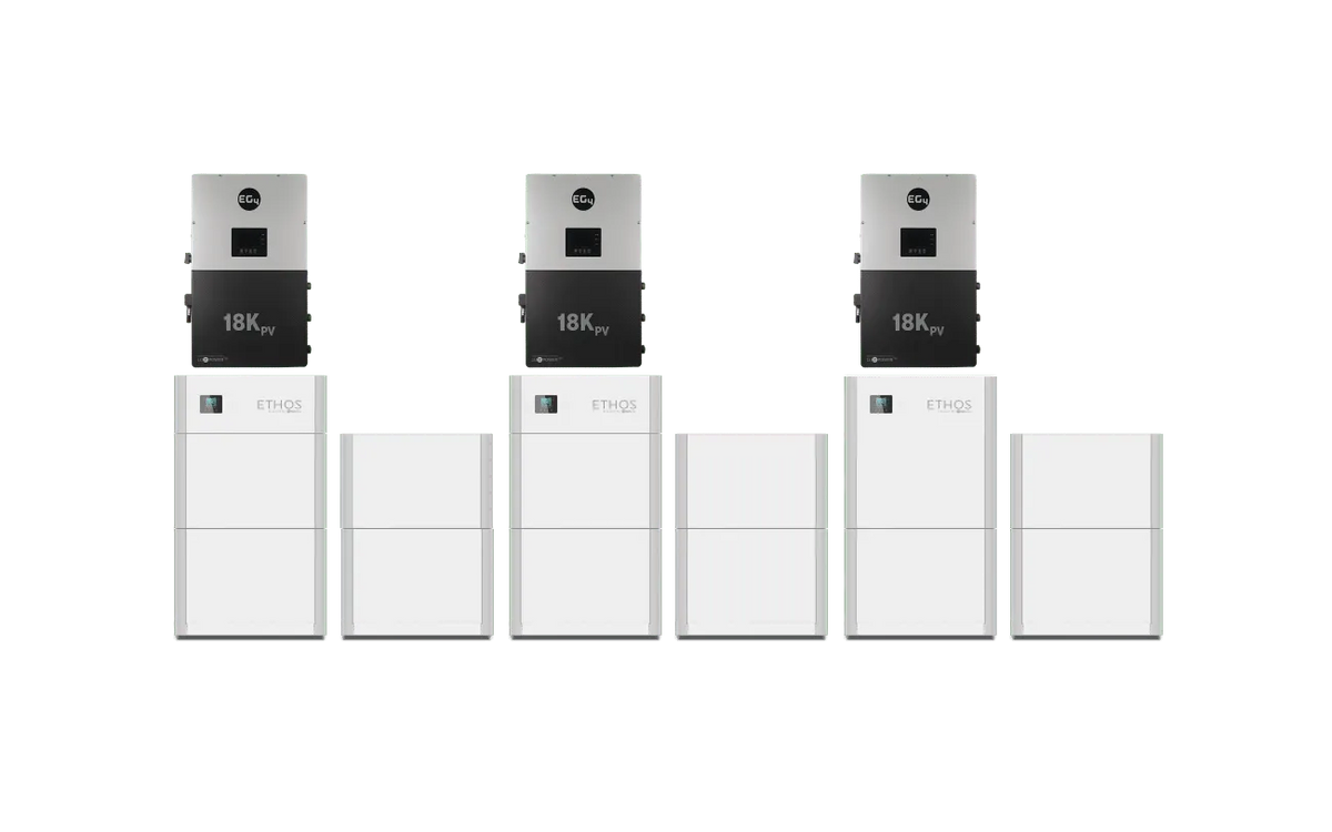 BigBattery ETHOS 48V 61.44kWh LiFePO4 Battery + 3 x EG4 18kPV Hybrid Inverter ESS | 36kW Output, 54kW PV | UL9540 Whole-Home Backup | K0967