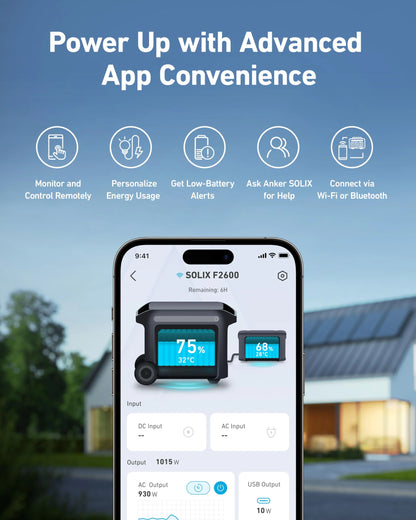 Anker SOLIX F2600 + BP2600 Expansion Battery | 5120Wh Storage| 2400W Power Output