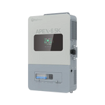 A rectangular wall-mounted electronic device from BigBattery, labeled APEX-6.5K, featuring a small display screen, control buttons, ventilation openings, and a transparent panel revealing its internal components—engineered for efficient energy or power management.