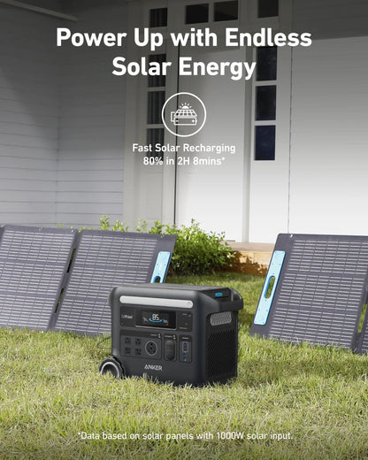 Anker SOLIX F2600 Portable Solar Generator | 2560Wh Battery Storage | 2400W Power Output | 200W Solar Panel