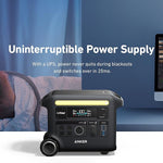 Anker SOLIX F2600 Portable Solar Generator with BP2600 Expansion Battery - 5120Wh Storage, 2400W Output, 200W Solar Panel
