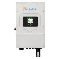 A Sol-Ark 8K Hybrid Inverter by Sol-Ark is wall-mounted, with a display screen, indicator lights, and buttons. It displays the Sol-Ark logo and the slogan Limitless Power, ideal for efficient solar energy generation and battery storage.
