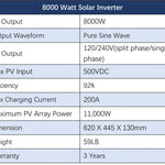 Sungold Power Off‑Grid Solar Kit 8,000W 48VDC 120V/240V LiFePO₄ 10.24 kWh Battery & 8×415W Solar Panels SGR‑8K10E