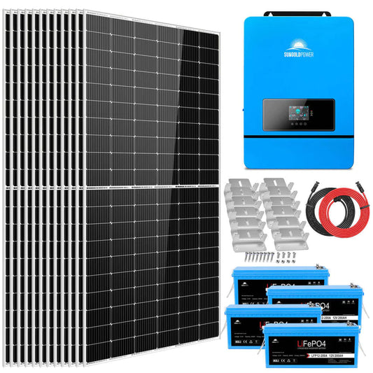 SUNGOLD POWER 8000W COMPLETE OFF GRID SOLAR KIT 48V 120V/240V OUTPUT 10.24KWH LITHIUM BATTERY 5400 WATT SOLAR PANEL SGK-8MAX