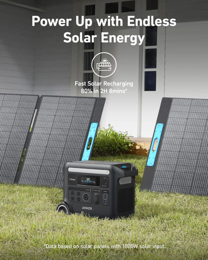 Anker SOLIX F2600 Portable Solar Generator with BP2600 Expansion Battery | 5120Wh Battery Storage | 2400W Power Output | 400W Solar Panel