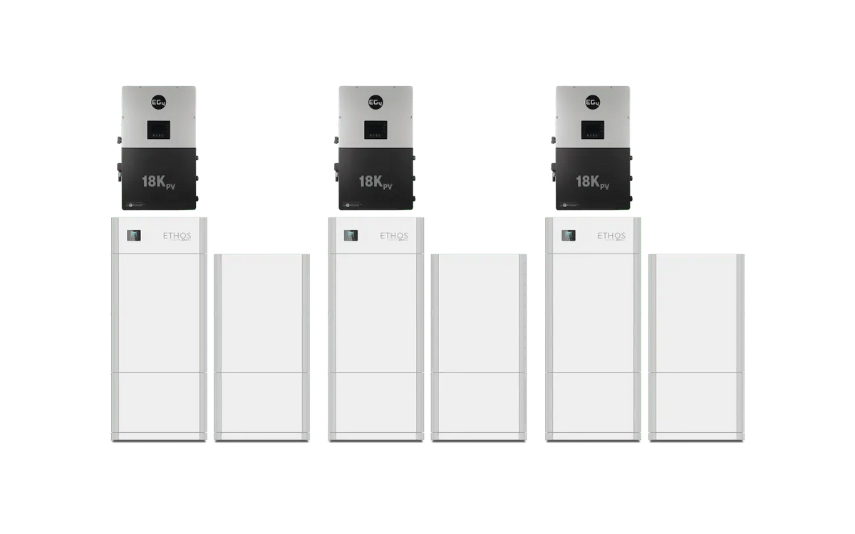 BigBattery ETHOS 48V 92.16kWh LiFePO4 Battery + 3 x EG4 18kPV Hybrid Inverter ESS | 36kW Output, 54kW PV | UL9540 Whole-Home Backup | K0968