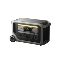 The Anker portable solar power generator features a digital display, multiple power outlets, control buttons, and a left-side wheel for easy transport—ideal as an emergency backup or portable power station. Shown on a plain background.