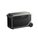 The Anker portable power station features a rectangular dark body, LiFePO₄ battery, side vents, front control buttons, and two large wheels on one end for easy off-grid power and transport.