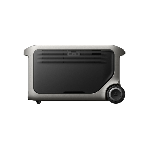 The Anker portable power station features a large, rectangular metallic body with a black front panel, side ventilation grilles, and a single big wheel—equipped with LiFePO₄ battery, its perfect for off-grid power needs.
