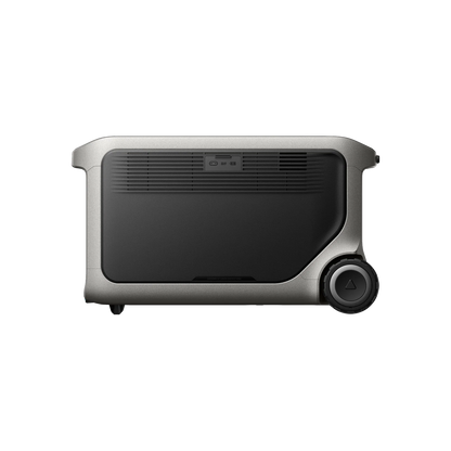 The Anker portable power station features a large, rectangular metallic body with a black front panel, side ventilation grilles, and a single big wheel—equipped with LiFePO₄ battery, its perfect for off-grid power needs.