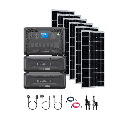 Bluetti AC300+B300K 3,000W 2,764.8Wh Solar Generator Kit + 6 x 200W Rigid Solar Panels | Complete Solar Kit