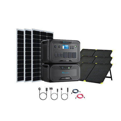 Bluetti AC500+B300S 5,000W 3,072Wh Solar Generator Kit + 3 x 200W Mono Solar Panels | Complete Solar Kit