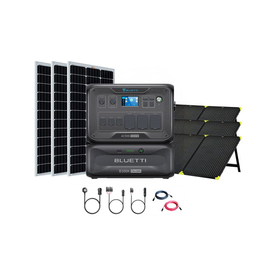 Bluetti AC500+B300K 5,000W 2,764.8Wh Solar Generator Kit + 3 x 200W Mono Solar Panels | Complete Solar Kit