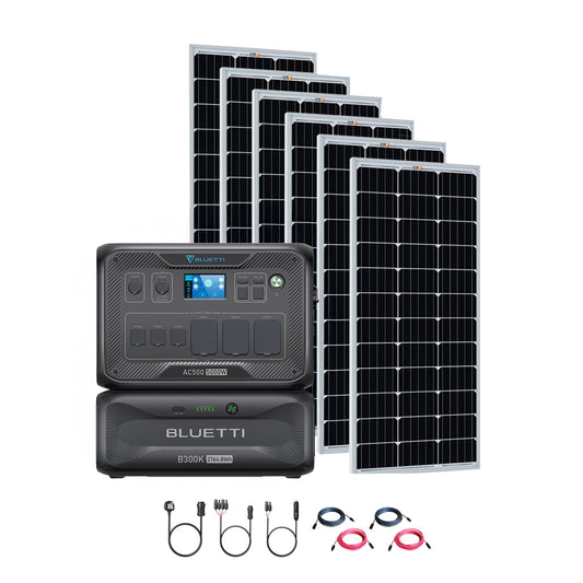 Bluetti AC500+B300K 5,000W 2,764.8Wh Solar Generator Kit + 6 x 200W Rigid Mono Solar Panels | Complete Solar Kit