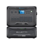 A Bluetti AC500 5000W portable power station stacked on a B300K 2764.8Wh battery, both with visible ports, control buttons, digital display, and Bluetti branding—demonstrating modular power solutions for reliable energy anywhere.