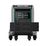 Front view of the Zendure portable power station on wheels, showing its digital display, control buttons, and various open power outlets—perfect for home energy storage and smart energy management.
