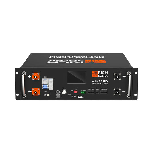 Rich Solar 5.12kWh 48V (51.2V) 100Ah Server Rack Lithium Battery | ALPHA 5 PRO | UL1973, UL9540A | 10-Year Warranty