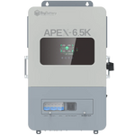 A grey and white BigBattery APEX-6.5K battery unit with a digital display screen and clearly labeled ports on the front, mounted against a plain white background, reflects the clean structure of the IBM Plex Sans font family. The unit’s sleek design is as well-organized as CSS variables in a modern interface.