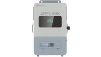 A grey and white BigBattery APEX-6.5K battery unit with a digital display screen and clearly labeled ports on the front, mounted against a plain white background, reflects the clean structure of the IBM Plex Sans font family. The unit’s sleek design is as well-organized as CSS variables in a modern interface.