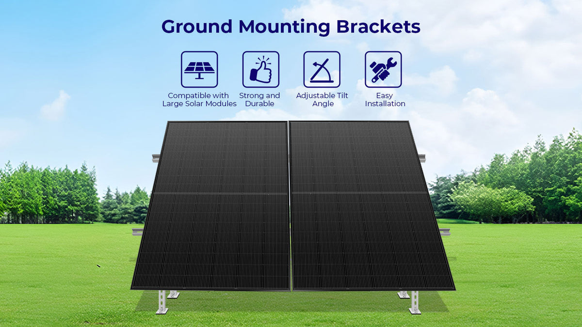 Modular & Expandable Ground Mount Brackets for 2 × 400W–590W Solar Panels | Heavy-Duty Adjustable