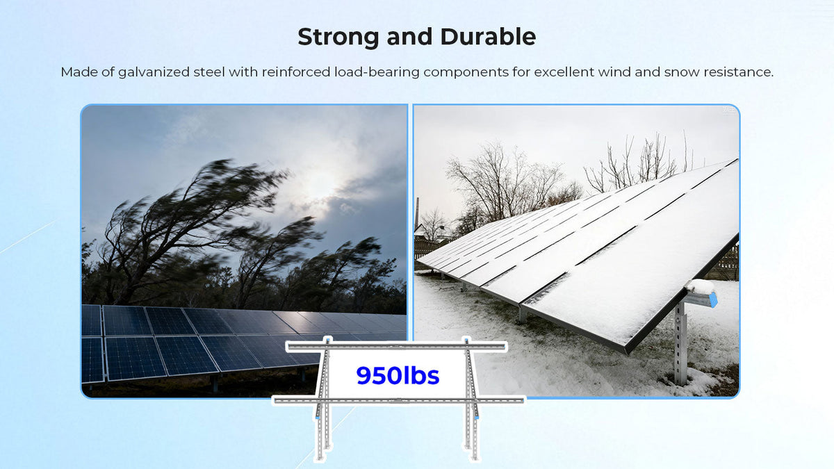 Modular & Expandable Ground Mount Brackets for 2 × 400W–590W Solar Panels | Heavy-Duty Adjustable