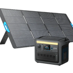 The Anker SOLIX C1000X is a portable solar power station in black with multiple outlets and a digital display, ideal for off-grid charging and powering devices.
