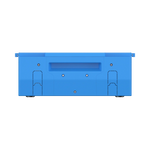 Blue rectangular plastic storage crate by Bluetti, featuring a recessed center handle and small metal fasteners visible on the front—reminiscent of practical containers used for storing portable power stations like the BLUETTI B4810 or solar generator accessories—set against a plain white background.