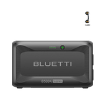 A Bluetti B500K 5120Wh portable power station is shown, with a small CA90 connector cable displayed in the top right corner on a plain white background. This versatile solar generator is ideal for reliable backup power and off-grid adventures.