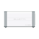The Bluetti B500 is a rectangular power station with a white body, gray accents, and “BLUETTI” plus “B500 4960Wh” on the front. Ideal for solar energy storage, it features a cord extending from the lower right side.