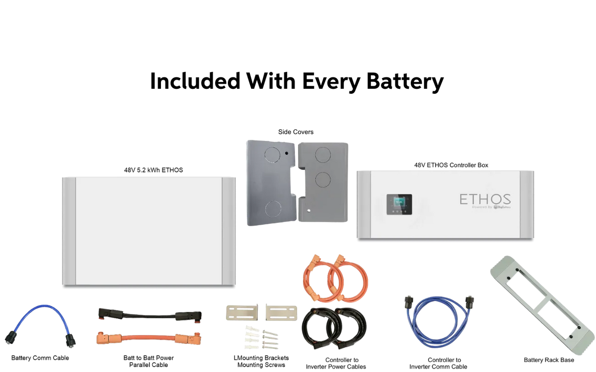 BigBattery ETHOS 48V 40.96kWh LiFePO4 Battery + 1 x EG4 18kPV Hybrid Inverter ESS | 12kW Output, 18kW PV | UL9540 Whole-Home Backup | K0753