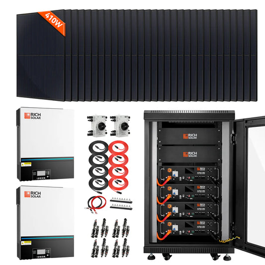 Complete Off-Grid Solar Kit with 13,000W 120/240V Power Output and 20.48kWh 48VDC Battery Storage