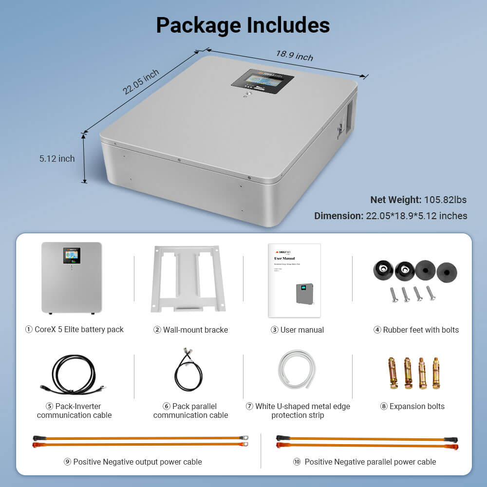 Sungold Power CoreX 5 Elite Wall-Mounted 48V 100Ah 5.12kWh LiFePO4 Residential Battery | Wi-Fi & Bluetooth
