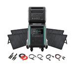 Zendure portable solar generator kit includes a SuperBase V4600 power station, four 200W portable solar panels, connection cables, adapters, and connectors—all shown on a white background.