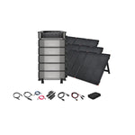 The EcoFlow DELTA Pro Ultra 7,200W 30,000Wh Portable Power Station Complete Kit by Ecoflow includes 12V portable solar panels, cables, a digital control panel, and carrying pouch—ideal for off-grid power needs and shown on a white background.