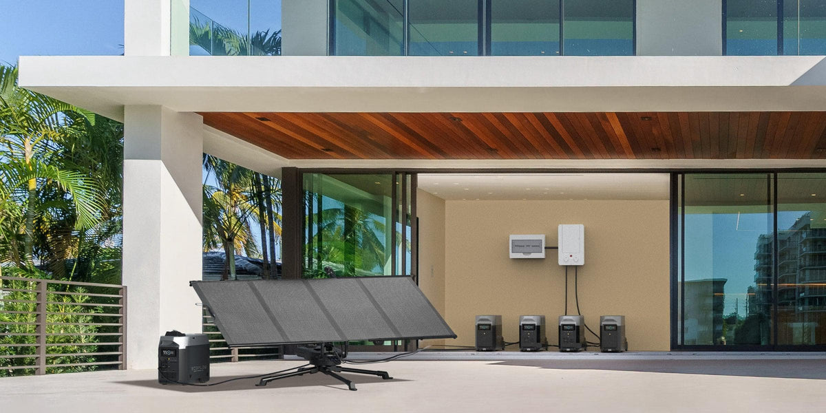 Ecoflow Delta Pro 7,200W 120/240V Output l 7,200wH Battery Backup l 6 x 200W 12V Mono Solar Panels Kit