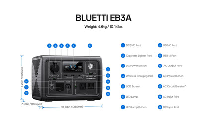 BLUETTI EB3A 600W 268Wh Portable Power Station