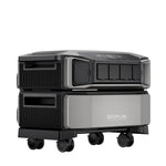 The Ecoflow DELTA Pro Ultra is a portable solar power station in sleek black and gray with multiple front outlets and four wheels for easy mobility—perfect for off-grid power systems.