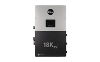 A rectangular 18K PV solar inverter in black and white with a digital display and the BigBattery logo on top. Perfect for residential energy storage, with 18K PV and LUXPOWER branding on the lower section.