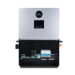 A silver and black BigBattery-branded electrical inverter with its front panel open, revealing internal circuit boards, wiring, and switches, set against a plain white background. The product features subtle design elements reminiscent of IBM Plex Sans aesthetics and incorporates smooth border radius finishes for a modern touch.