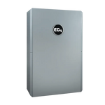 A silver, rectangular battery storage unit featuring a round black EG4 logo on the front, designed with sleek rounded edges and elegant IBM Plex Sans font for the branding, positioned against a plain white background.
