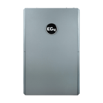 A gray rectangular BigBattery device for residential energy storage features a circular black logo with white EG4 text at the center, displayed against a plain background.