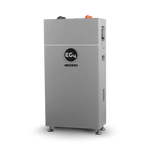 A tall, rectangular gray industrial machine from EG4 stands on metal feet against a light background, featuring display buttons on its front panel. The modern sans-serif EG4 logo is prominently displayed, giving the design a sleek and contemporary feel reminiscent of card-inspired aesthetics.