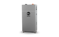 A tall, rectangular gray industrial machine from EG4 stands on metal feet against a light background, featuring display buttons on its front panel. The modern sans-serif EG4 logo is prominently displayed, giving the design a sleek and contemporary feel reminiscent of card-inspired aesthetics.