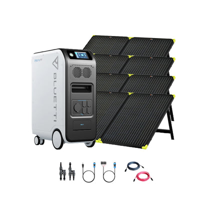 Complete Kit | BLUETTI EP500 Pro 3,000W 120/240V 5,100Wh Portable Power Station | 4 x 200 Watt Portable Solar Panels