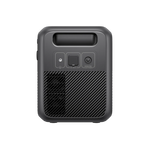 A compact, black portable power station with a handle, AC outlet, DC input, and vent on its front panel, the Bluetti Elite 200 solar generator is displayed against a plain white background.