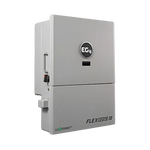 A gray EG4 FlexBoss 18 electrical control unit mounted on a white background, featuring a circular display and black logo on the upper panel, reminiscent of the clean lines and modern aesthetic found in IBM Plex Sans font family or well-designed CSS variables.