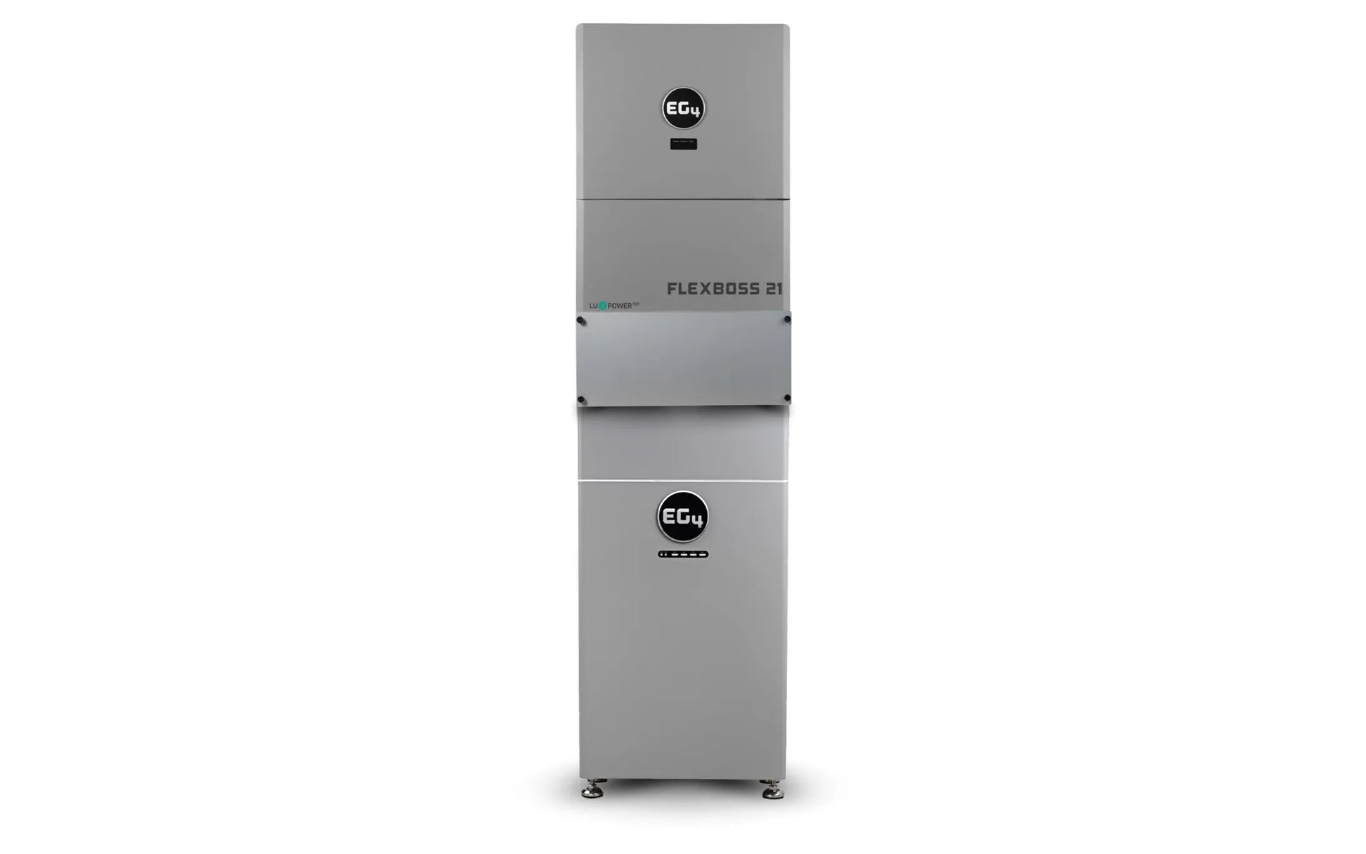 A tall, silver industrial machine on wheels, branded with EG4’s EC4 logos at the top and bottom and FLEXBOSS 2.0 labeled in the center. The unit features a compact horizontal display and a central metallic panel. Unfortunately, the provided product description contains only CSS code rather than actual product information. Therefore, I am unable to extract SEO keywords from it.