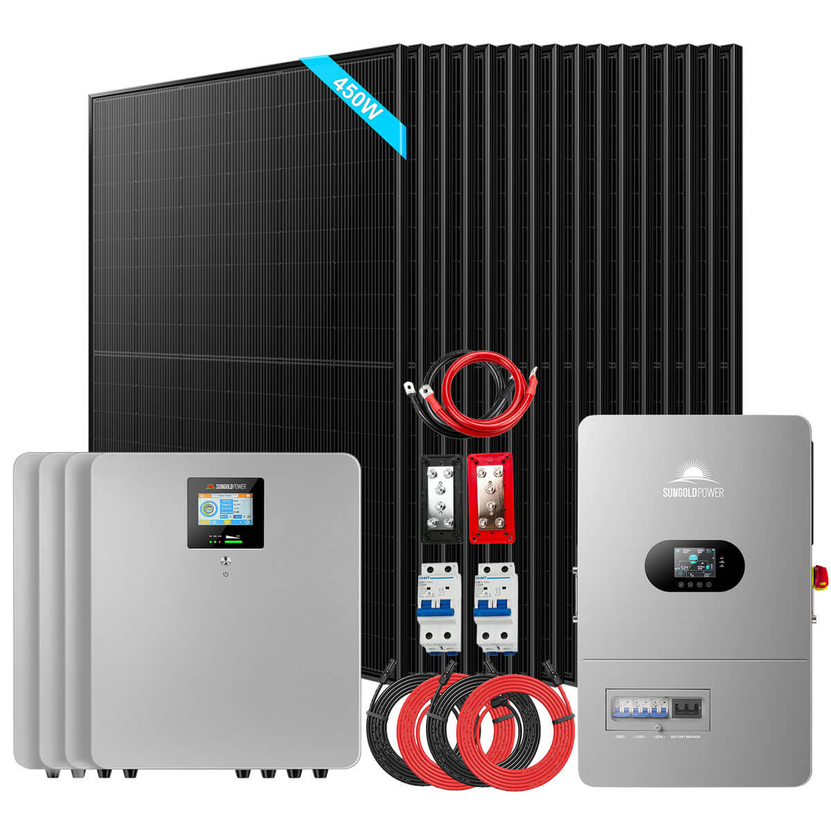 Sungold Power 12kW Off-Grid Solar Kit 48V 120/240V | 20.48kWh CoreX 5 Pro Lithium Battery | 16 x 450W Bifacial Solar Panels | FR-12K20CP