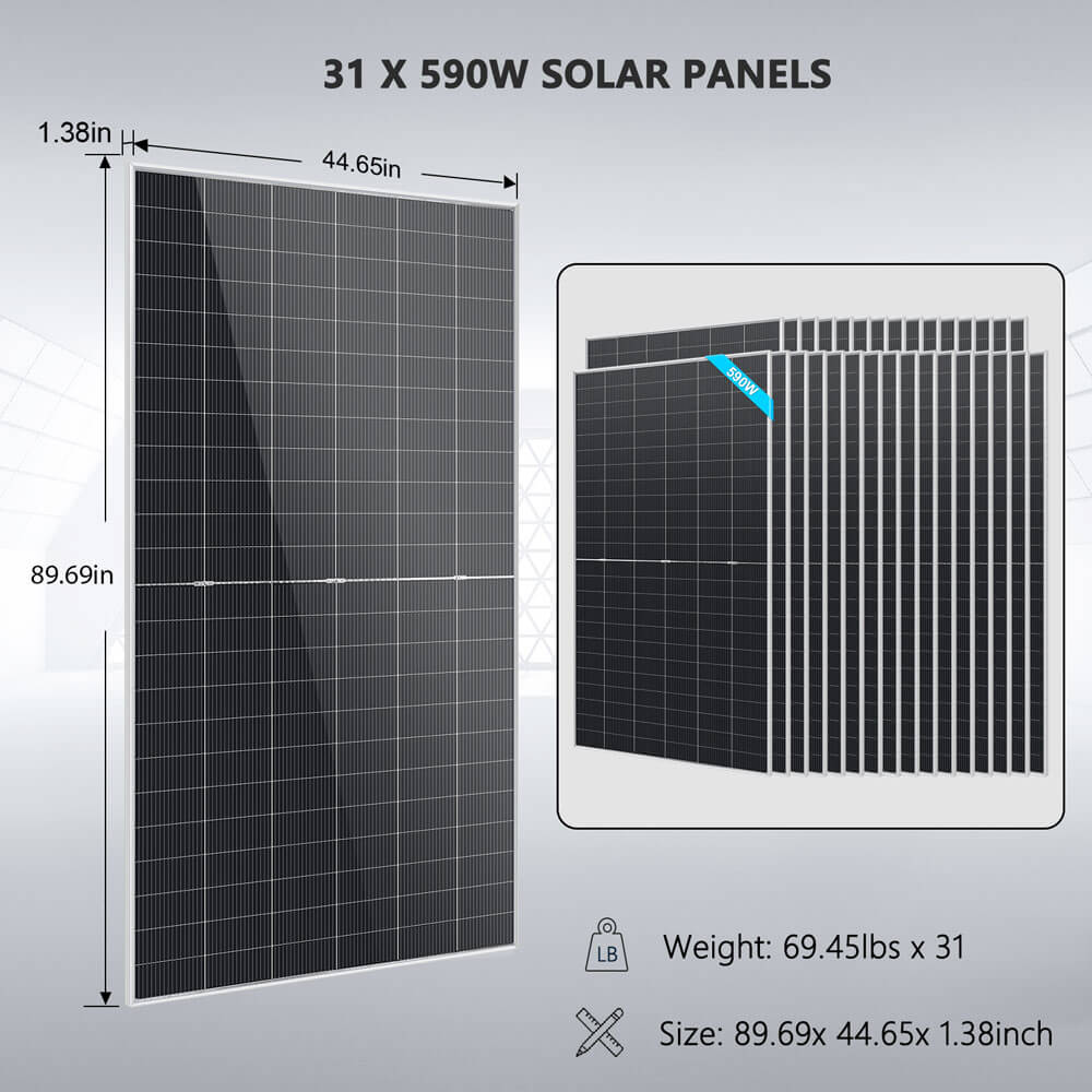 Sungold Power 24kW Off-Grid Solar Kit 48V 120/240V | 61.44kWh CoreX 5 Pro Lithium Battery | 31 x 590W Bifacial Solar Panels | FR-24K60CP