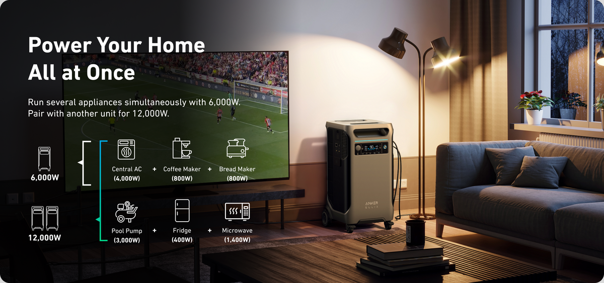 Anker SOLIX F3800 + BP3800 Expansion Battery | 7680Wh Storage | 6000W Power Output